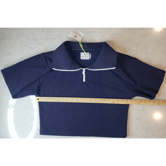 NWT DUDLEY STEPHENS Dunning 1/4 Zip Terry Pullover Women's Small Navy-Minor Flaw - Picture 7 of 10